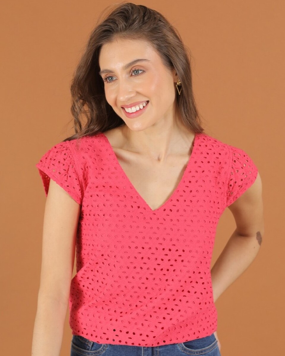 Blusa de Broderie escote V. 