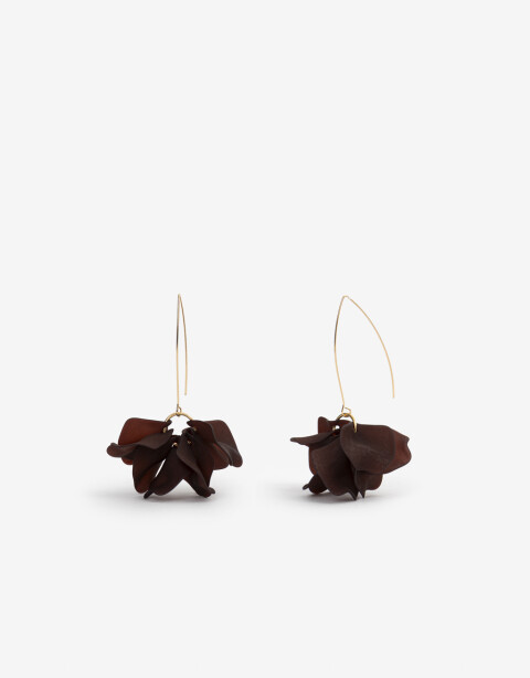 Aros Colgantes Largos Acrilico Aros Colgantes Flor Resina - Marron Carey