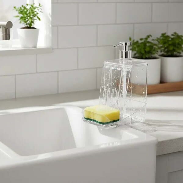 DISPENSADOR DE JABON C/ PORTA ESPONJA DISPENSADOR DE JABON C/ PORTA ESPONJA