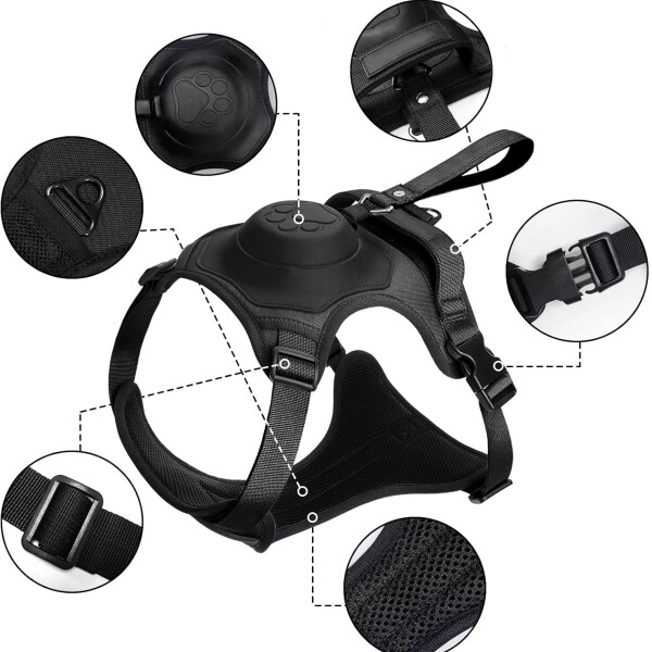Arnes Con Correa Extensible Retractil Mediano Perro Premium Variante Color Negro