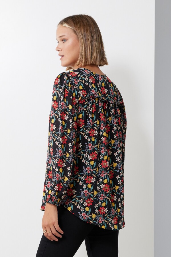 Blusa Gasa Flores NEGRO/MULTI