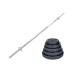 Kit de Barra Recta Larga Maciza De 1.80mts + 20kgs En Discos 2x5 kg 4x2.5 kg