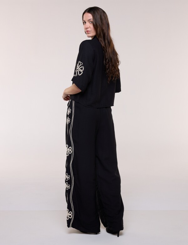 Conjunto Bordado Camisa & Pantalón NEGRO