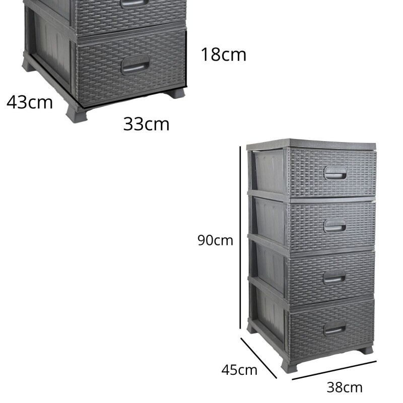 Gavetero cajonera simil ratán MARRON CLARO