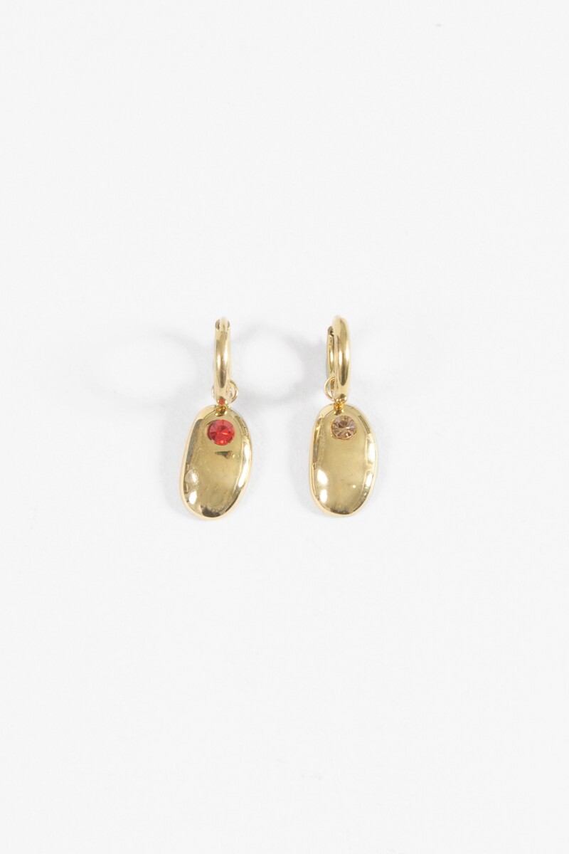 Aros acero con pendiente irregular y strass dorado
