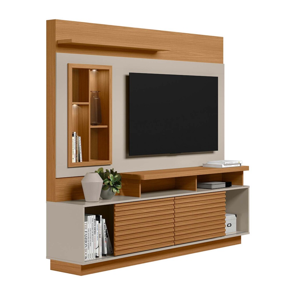 MUEBLE PARA TV MDF-Y-MDP BLANCO DORADO BCO/NAT