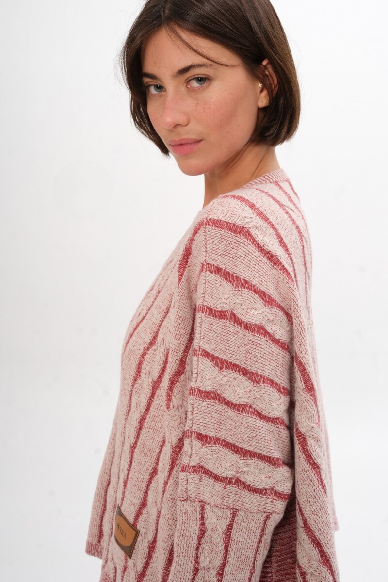 Sweater Oceano Crop Crudo/Bordeaux