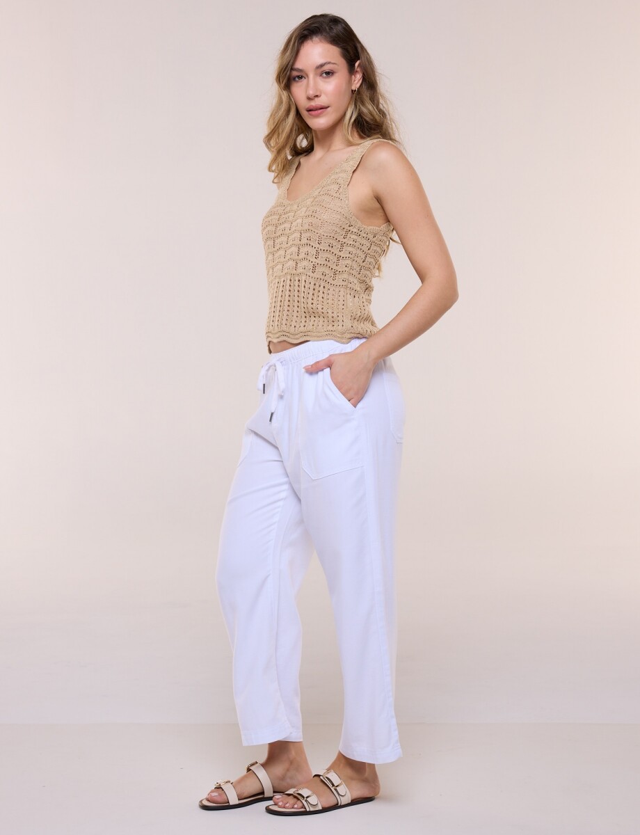 Pantalon Algodon Crop - Blanco 