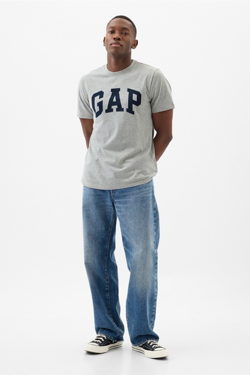 Remera Logo Gap Hombre Heather Grey