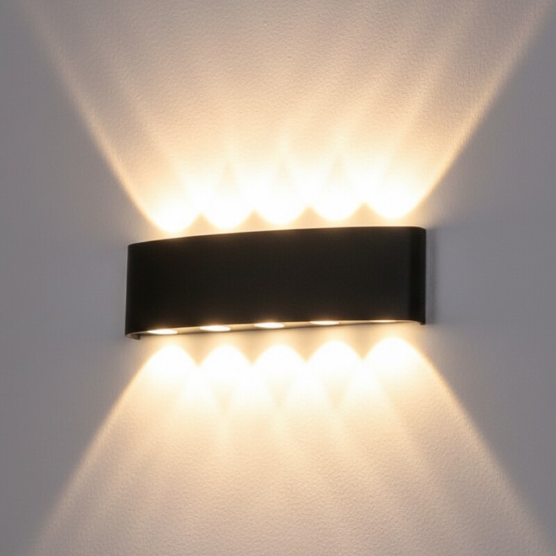 ARTEFACTO EXTERIOR BOLSANO PARA ADOSAR EN PARED BIDIRECCIONAL 10W Artefacto Exterior LED Bolsano Para Adosar Bidireccional 10W Negro