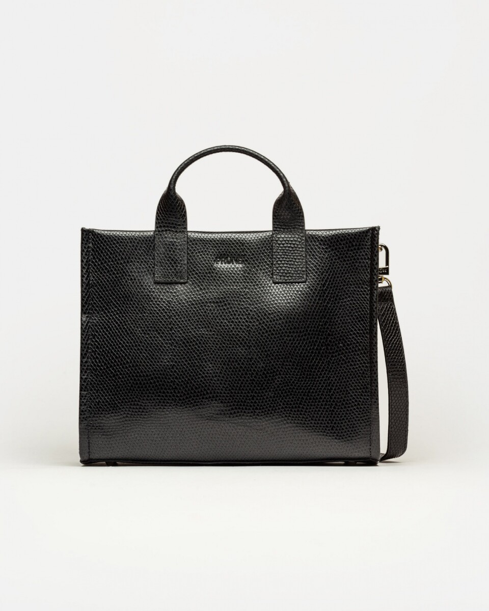 Cartera de mano Capri en cuero snake bitono - Negro 