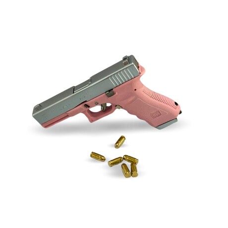 Llavero mini pistola Glock 17 6 balas Rosa