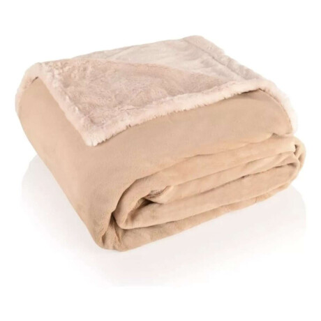 Frazada Reversible Polar Corderito Microfibra 1 Plaza Beige