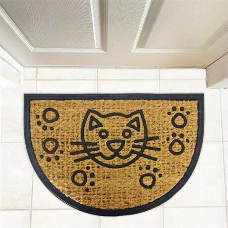 Felpudo Coco/Goma Semicirculo 40X60Cm H.1Cm Gato