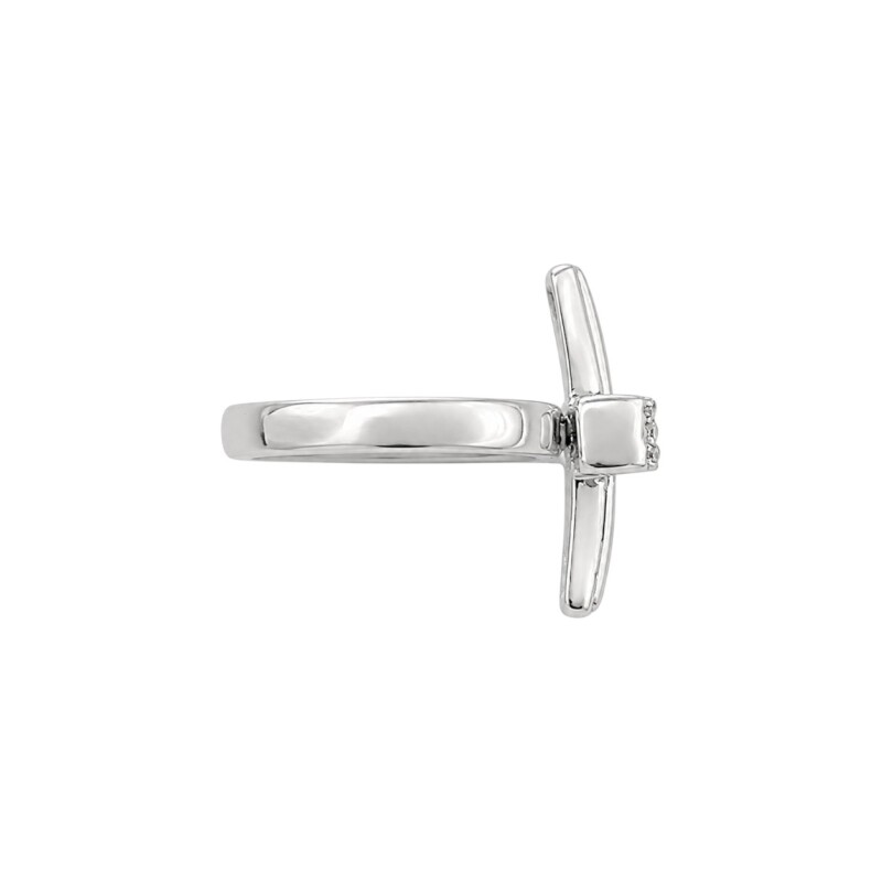 Anillo Cruz - Plata y Oro - Zirconias AN6014 conpiedra