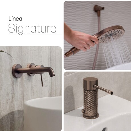 JUEGO DE GRIFERIA SIGNATURE ROSE GOLD CON LAVATORIO DE PARED BRONCE-ROSE GOLD