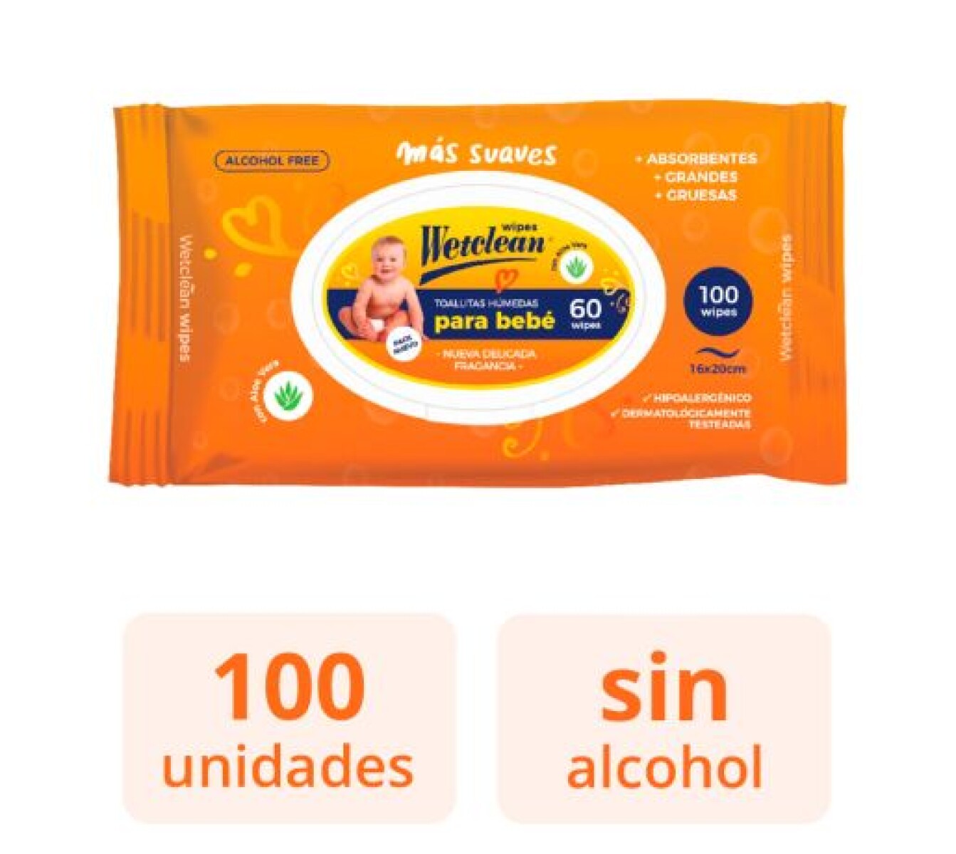 WETCLEAN TOALLITAS HUMEDAS 100 UNIDADES 