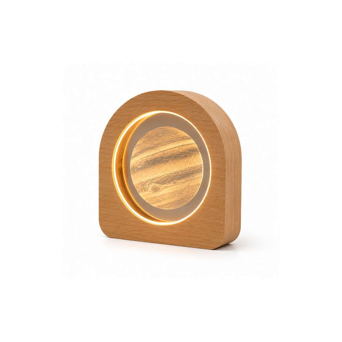 Lámpara veladora vidrio y madera 8x8cm - Jupiter 