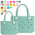 Set X2 Bolsos Carteras Compras Playera Goma +20 Pines Verde