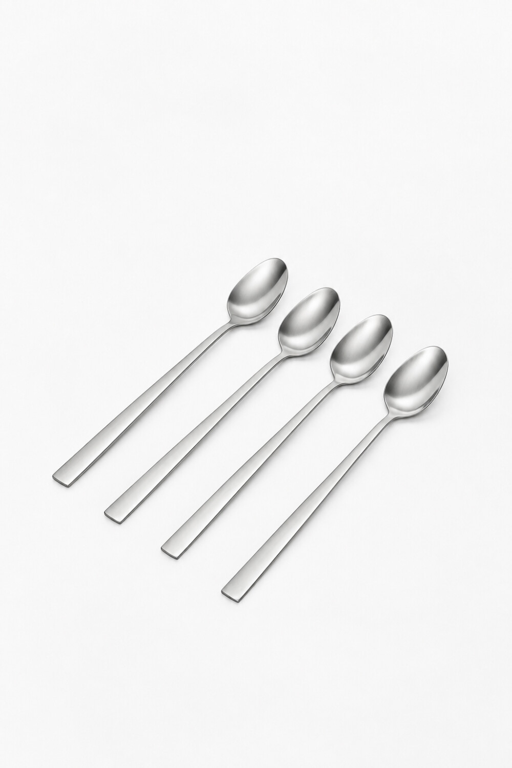 Cuchara Asher Mango Largo Set 4 Un. Plateado Brillante Color Unico