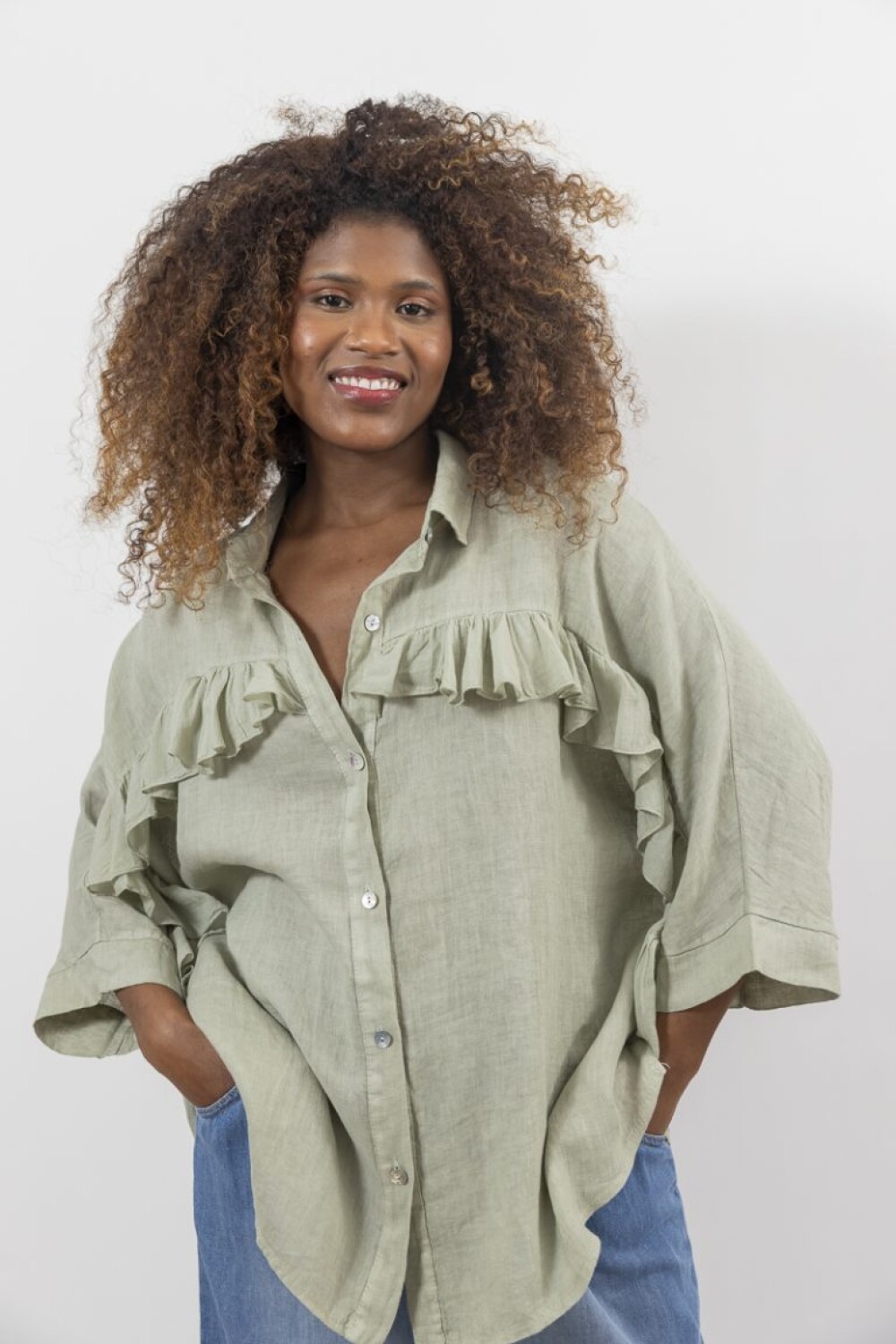 CAMISA LINO VOLADOS ALBA VERDE