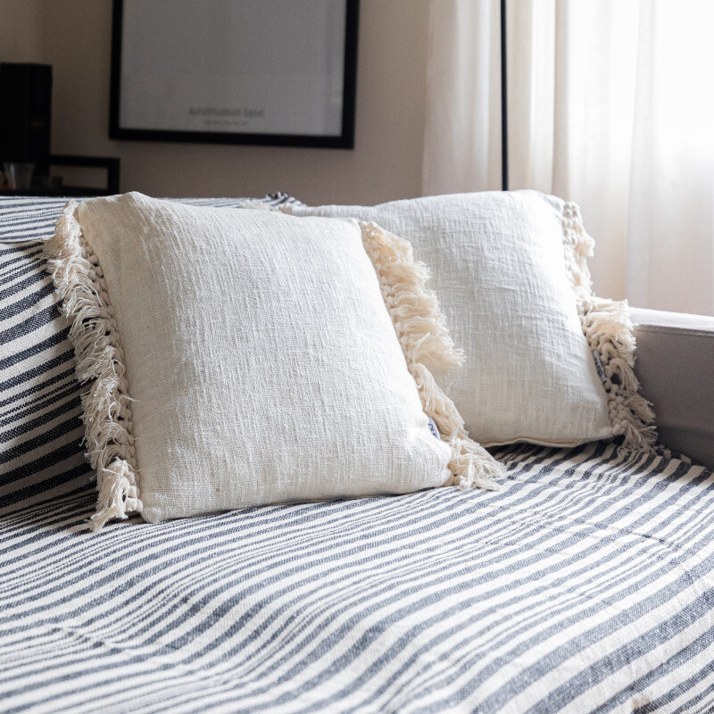 Funda de almohadón algodón marfil 45x45cm