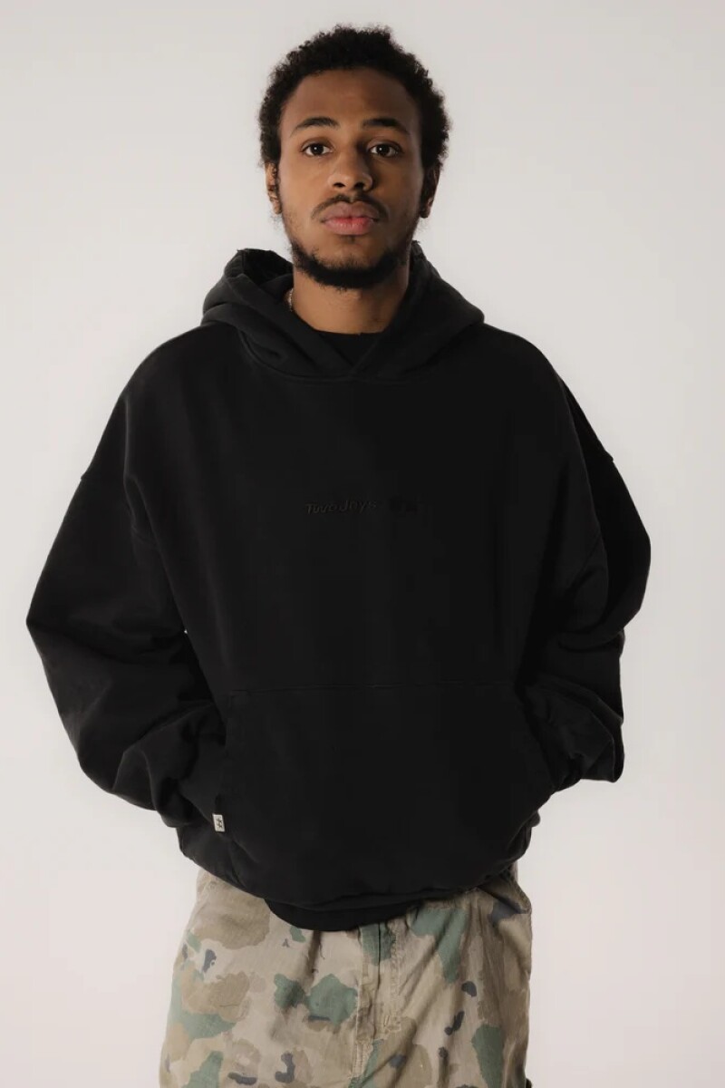 Stone Washed Black Icon Hoodie Negro