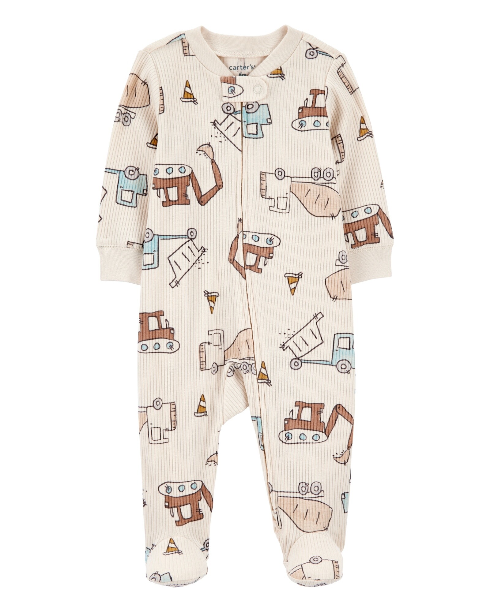 Pijama una pieza de algodón acanalado, con pie, diseño constructor Sin color