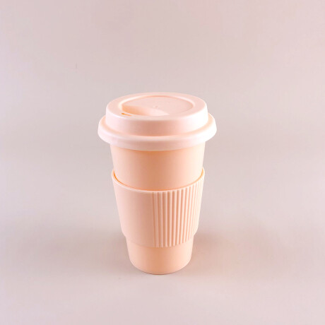 Vaso reutilizable con tapa y agarre de silicona Naranja