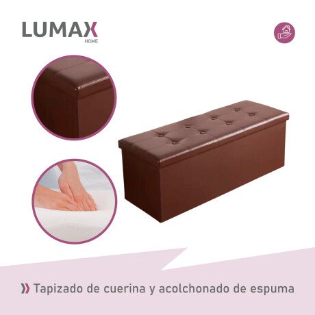 Puff Baúl Lumax Plegable 75x38 cm Organizador Living Dormitorio Marron