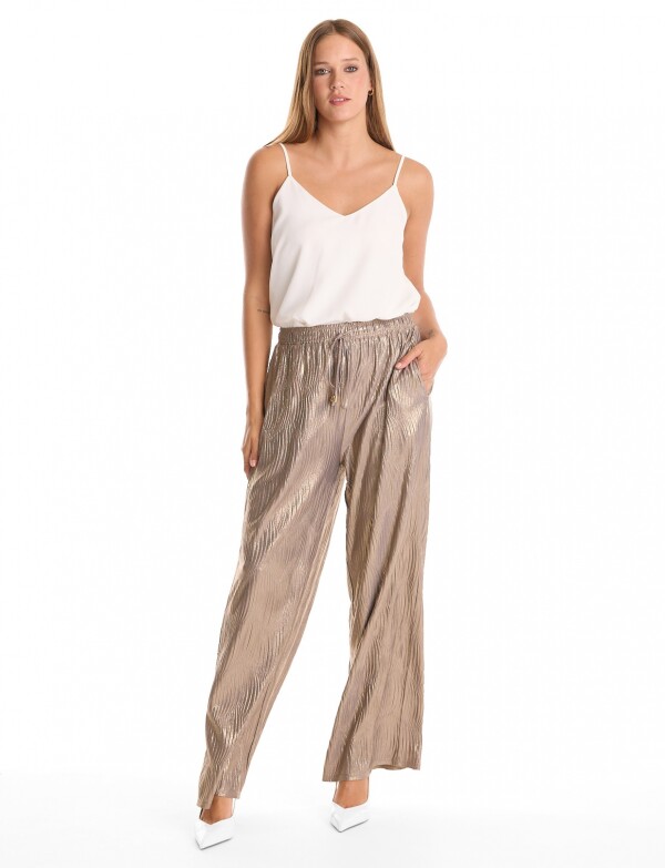 Pantalon Wide Leg Plisado DORADO