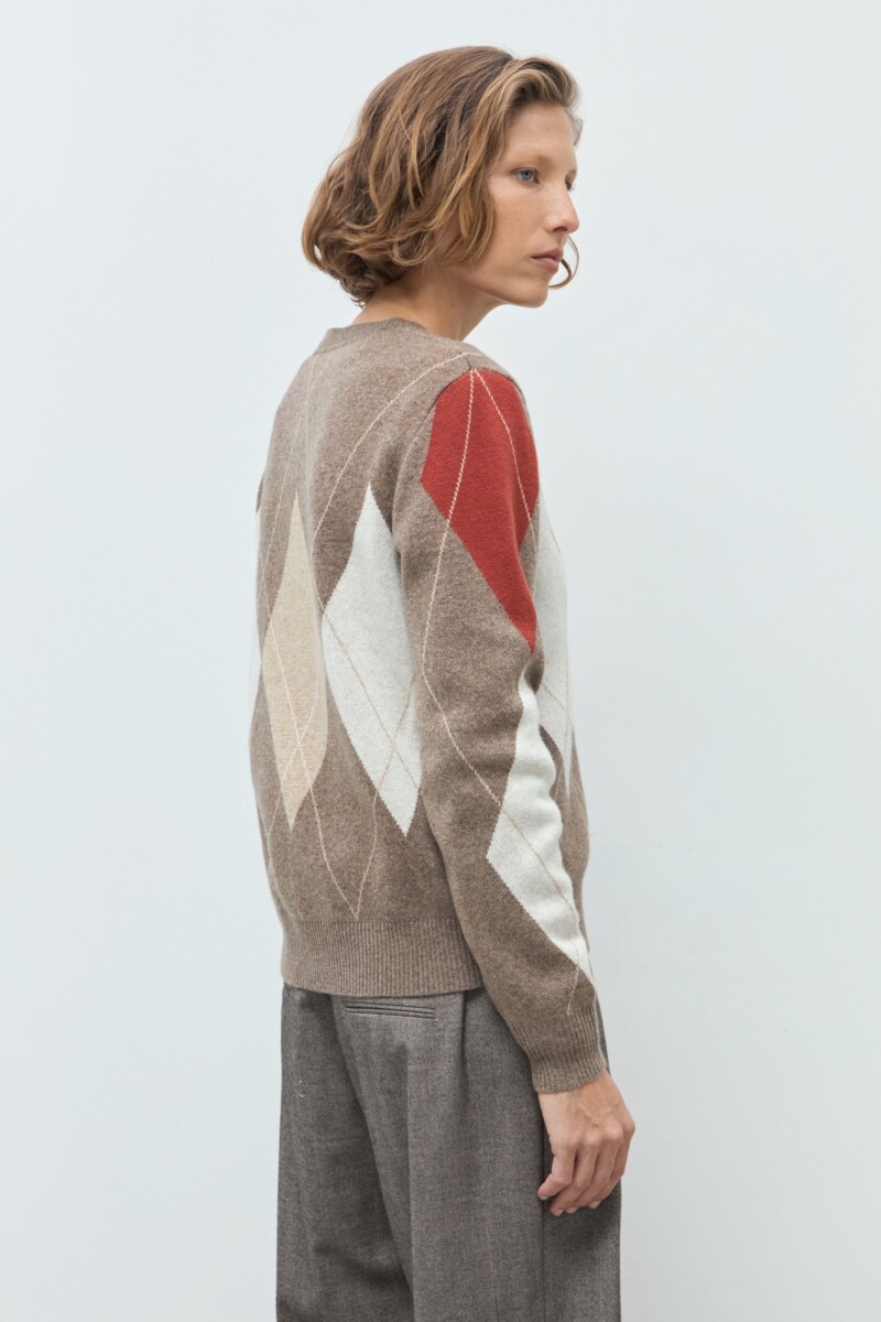 Sweater rombos retro tostado melange