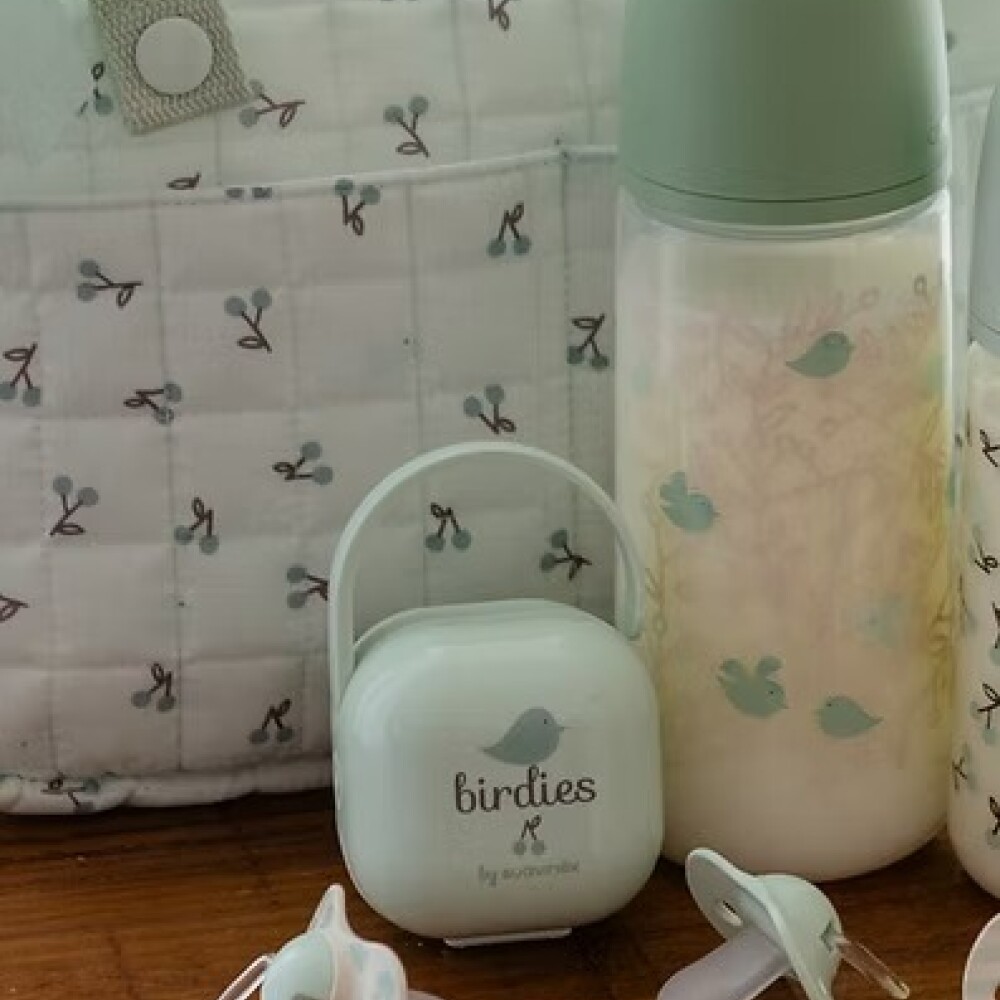 Porta chupete pod suavinex PRINTS bird verde agua