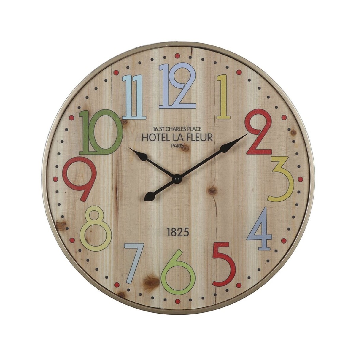 Reloj Analógico de Pared Símil Madera Colorido Selecta 42cm 