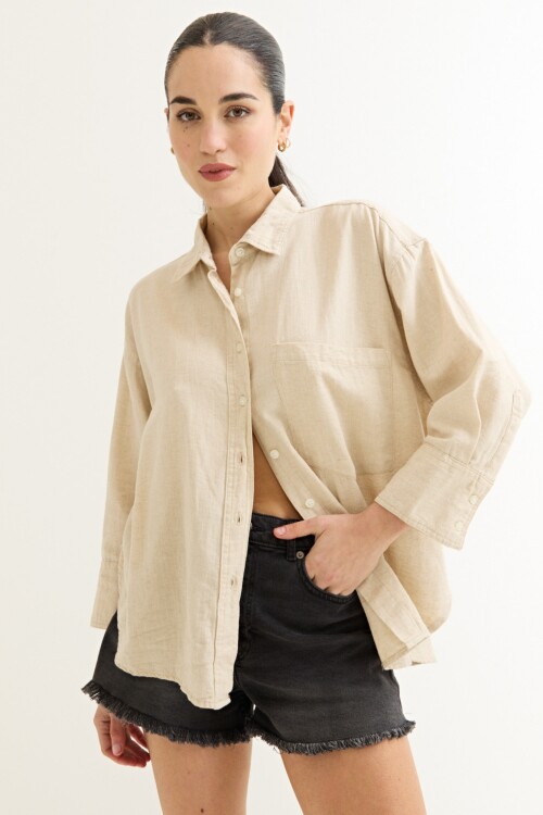 Camisa lisa básica BEIGE