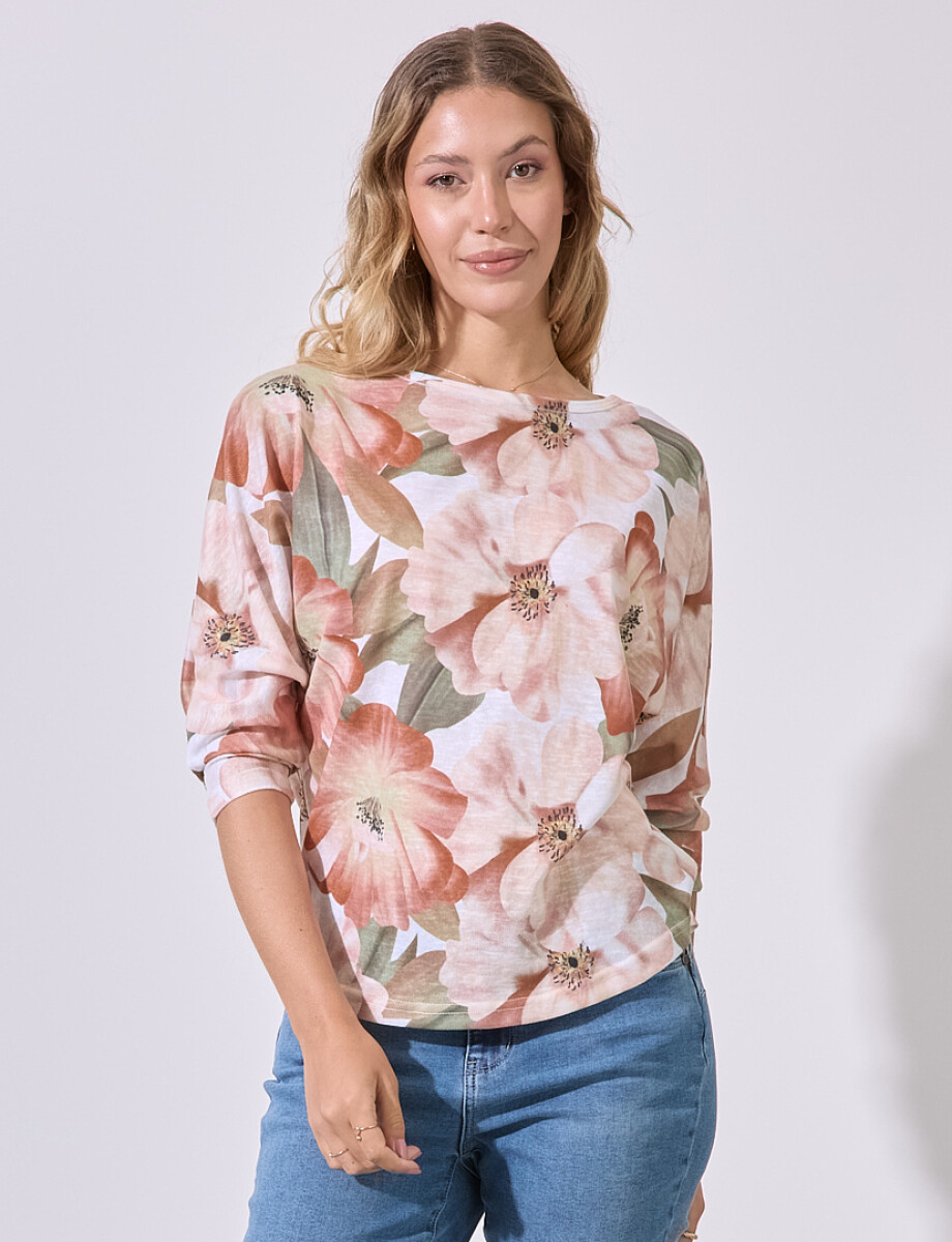 Blusa Tejida Print - Tostado/multi 