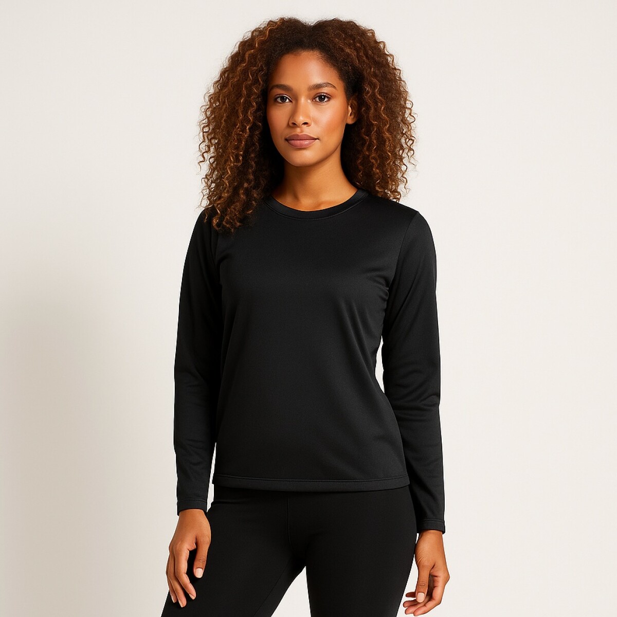 REMERA TERMICA AFELPADA PARA DAMA - NEGRO 