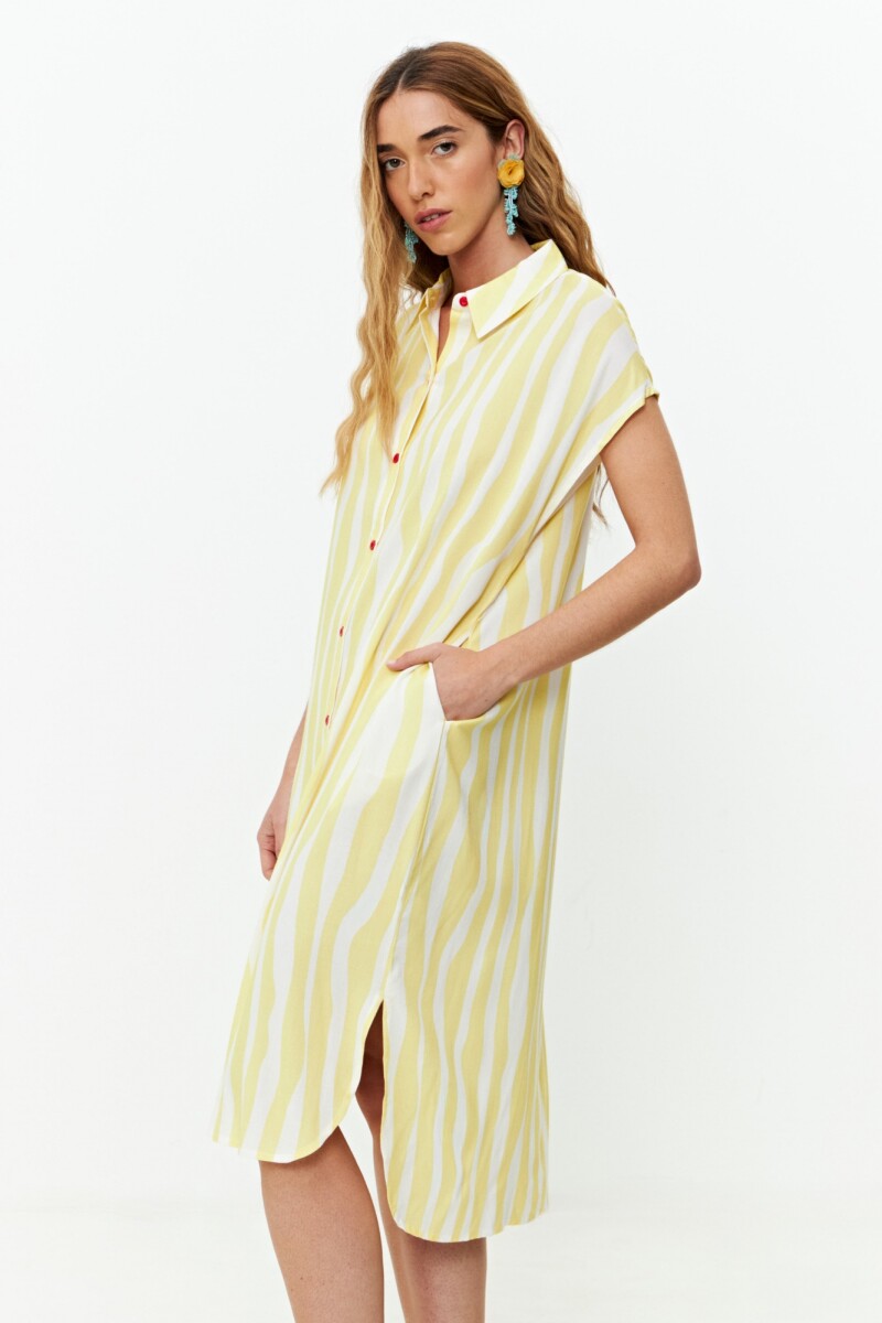 PREVENTA Vestido camisero con estampa amarillo