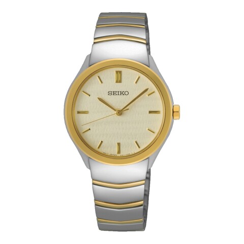 Reloj Seiko SUR550P1 para dama con correa de acero Dorado