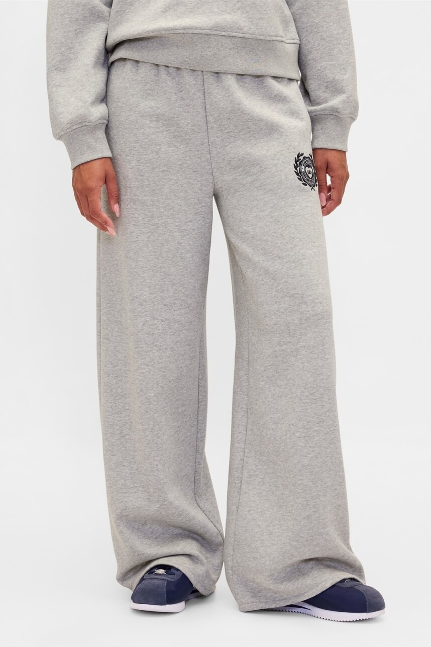 Pantalón Deportivo Baggy Wide Leg Mujer Heather Grey