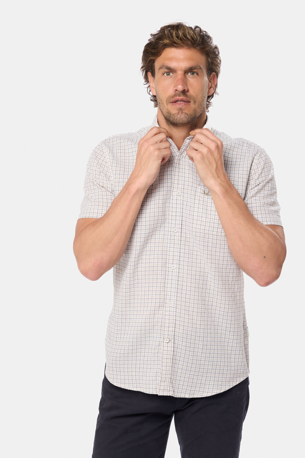 CAMISA DE LINO A CUADROS Verde