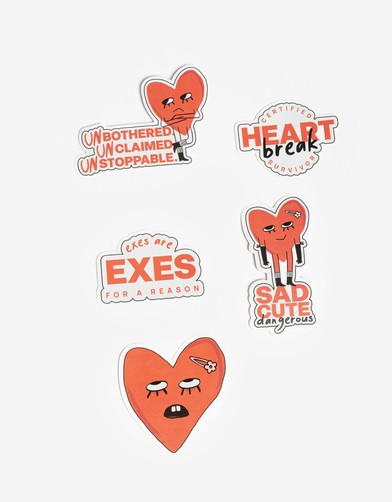 Útiles Varios Set De Stickers Broken Hearts - Combinacion Tricolor