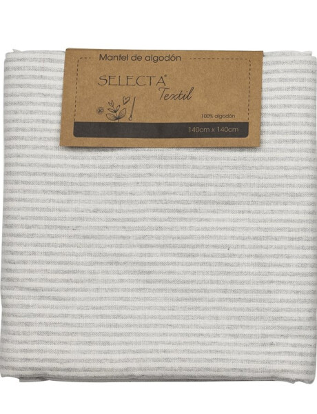 Mantel cuadrado Selecta en algodón 140x140cm Gris con líneas