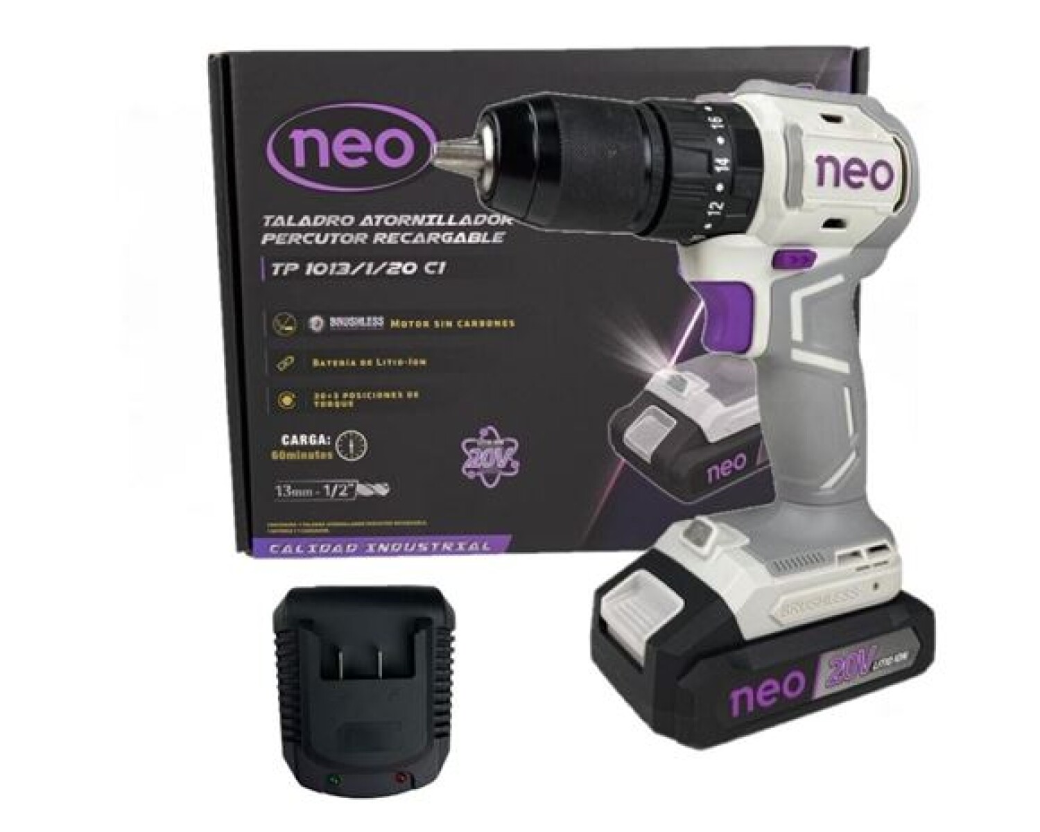 TALADRO NEO PERCUTOR BRUSHLESS C/1 BAT 20V TP1013/1/20C1 