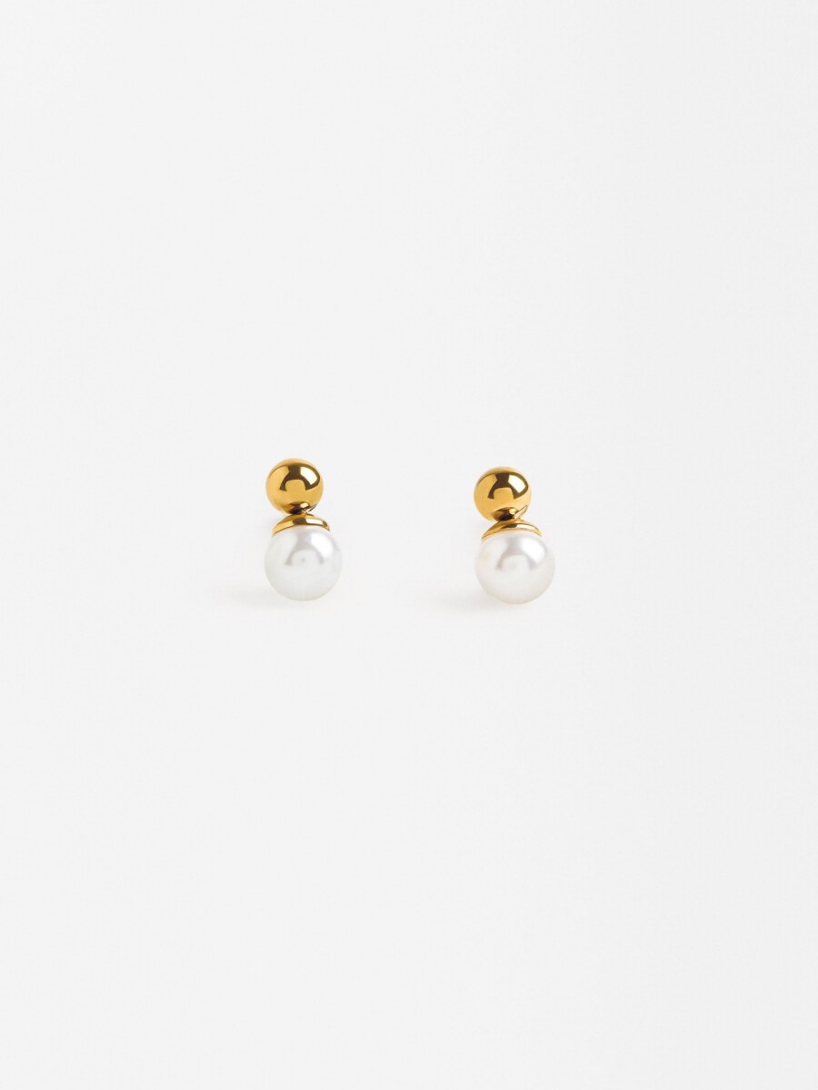 Set De Collar Con Pendientes Perla - Acero Inoxidable dorado