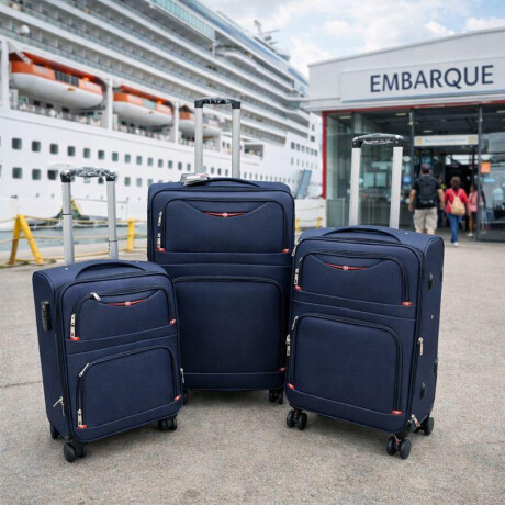 Set de Valijas de Tela con Ruedas | Livianas y Resistentes Azul