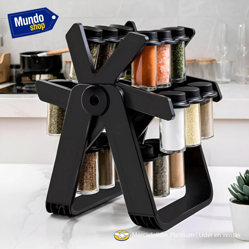 Especiero Condimento Giratorio 360 Capacidad 18 Piezas Especiero Condimento Giratorio 360 Capacidad 18 Piezas