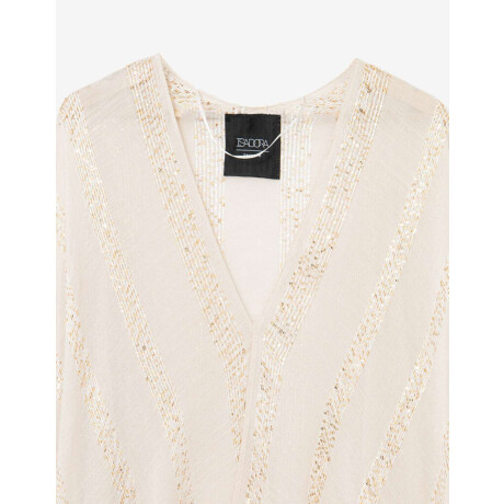 Kimono Con Lurex Blanco Crudo