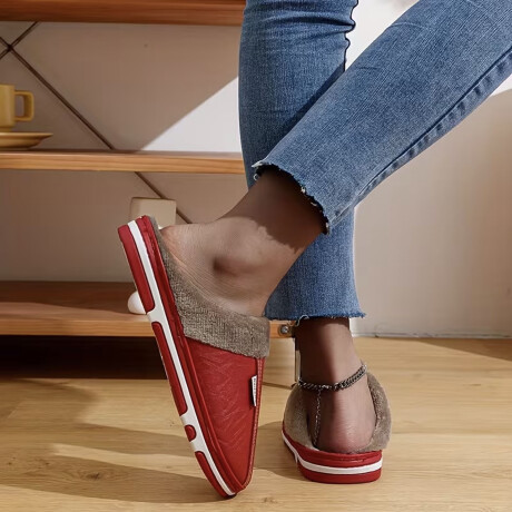 Pantufla De Cuerina Super Abrigadas Antideslizante Unisex Rojo