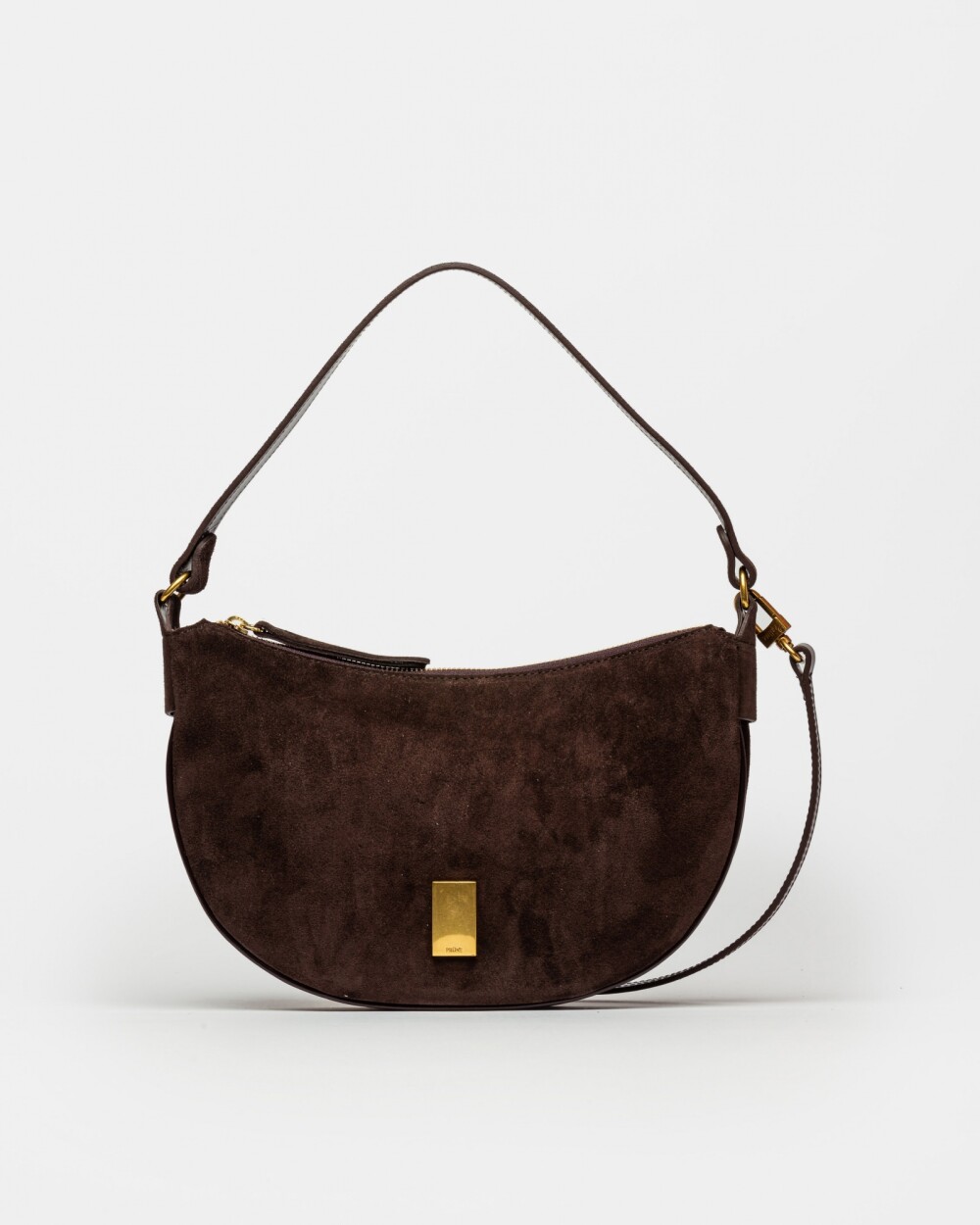 Cartera al Hombro Lua En Cuero Gamuza Marron